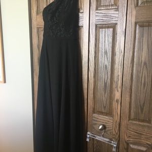 Azazie Simone one shoulder dress (black) (size 4)